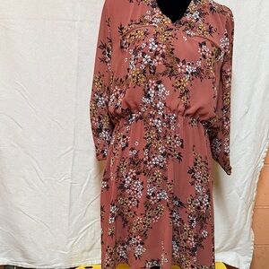 Maurices Rust Floral Long Sleeve Dress